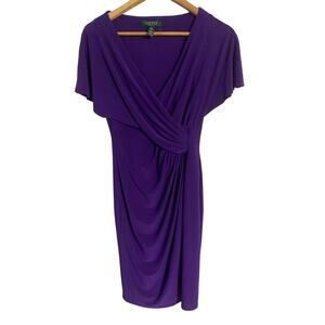 Lauren Ralph Lauren faux wrap dress women’s size 2 purple stretch office event